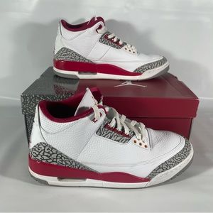 Nike Air Jordan 3 Retro Cardinal Red White Mens Size 12